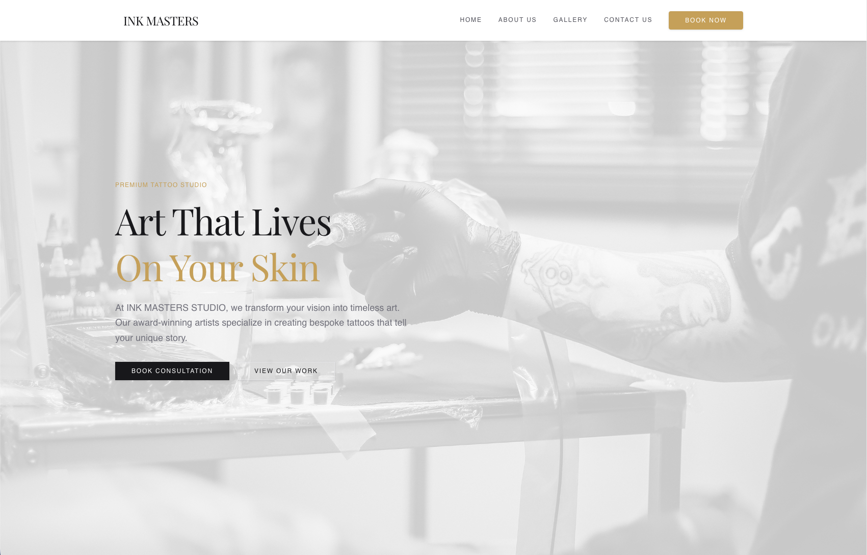 Tattoo studio website with online booking system, built by Semicolon Software